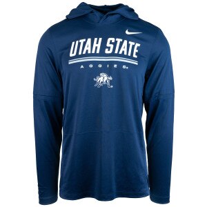 Utah state aggies nike dri-fit unisex navy lightweight hoodie